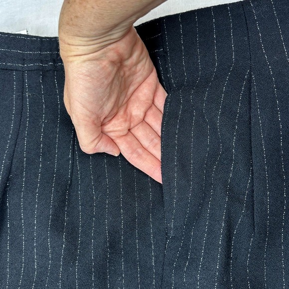 Vintage 90s Trousers Pants Womens 16 Pinstripe Dress Career Slacks Pockets Taper - Picture 10 of 10